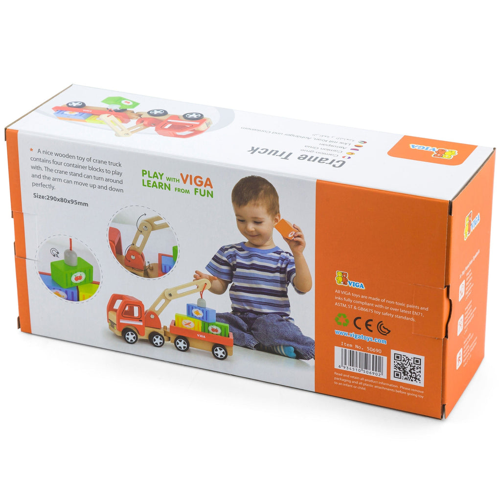 Viga Toys puidust kraana konteineritega - Fairy Kitten Mänguasjapood