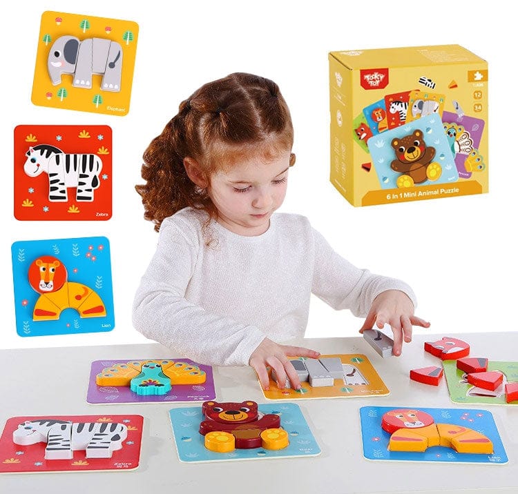 TOOKY TOY Drewniane Klocki Układanka Montessori Puzzle Zestaw 34 El. + 6 Planszy - Fairy Kitten Mänguasjapood