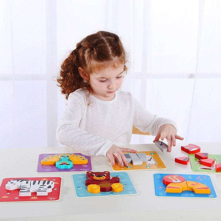 TOOKY TOY Drewniane Klocki Układanka Montessori Puzzle Zestaw 34 El. + 6 Planszy - Fairy Kitten Mänguasjapood