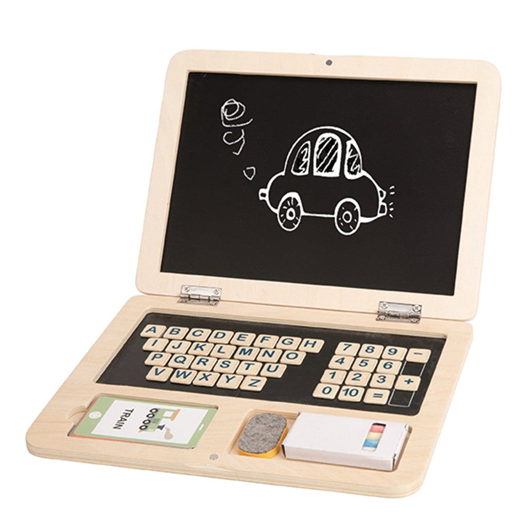 TOOKY TOY Drewniany Laptop Układanka Montessori Puzzle Nauka Literek Pisania Tablica Suchościeralna 58 el. - Fairy Kitten Mänguasjapood