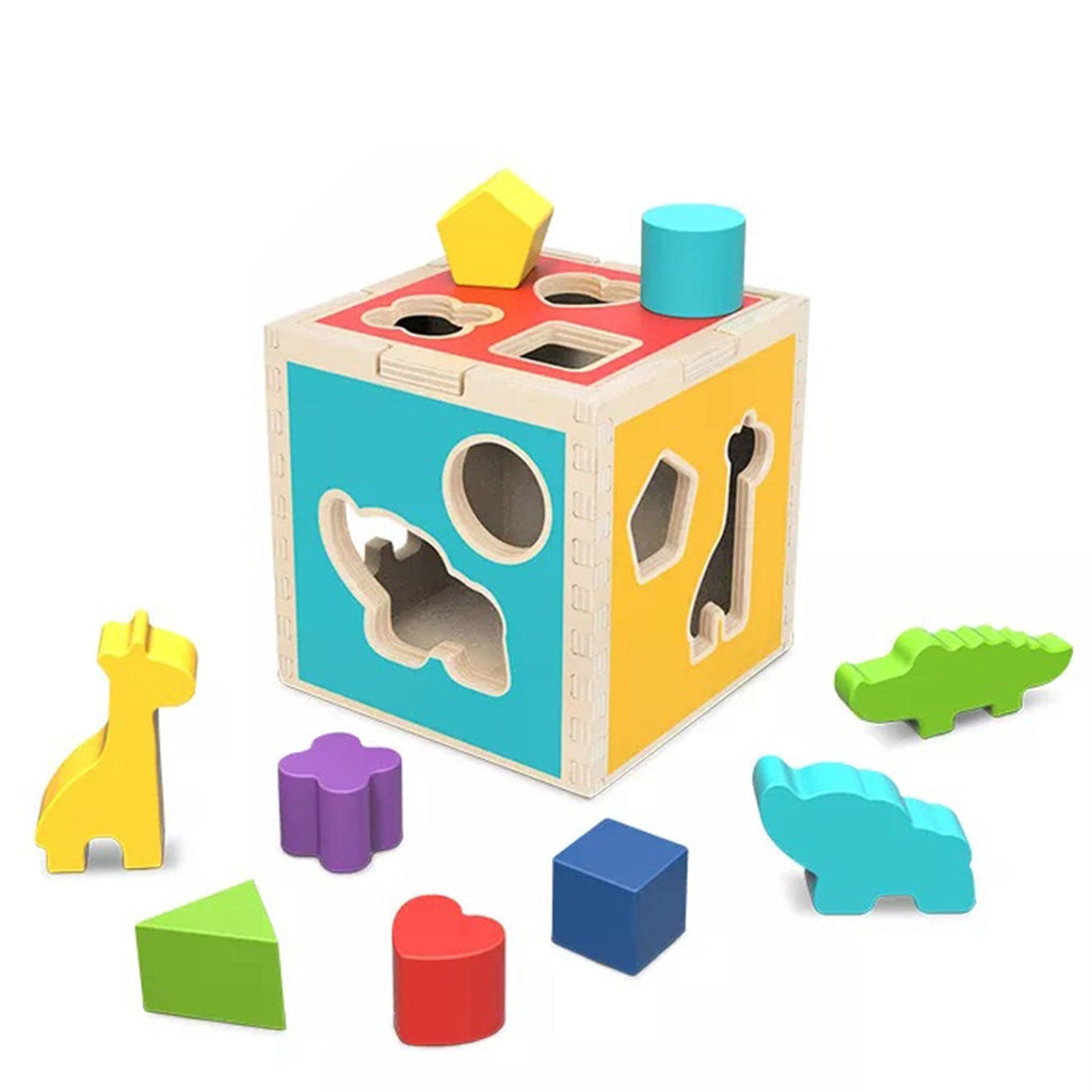 Tooky Toy Drewniany Sorter Kostka Edukacyjna Zwierzątka Figury Geometryczne - Fairy Kitten Mänguasjapood