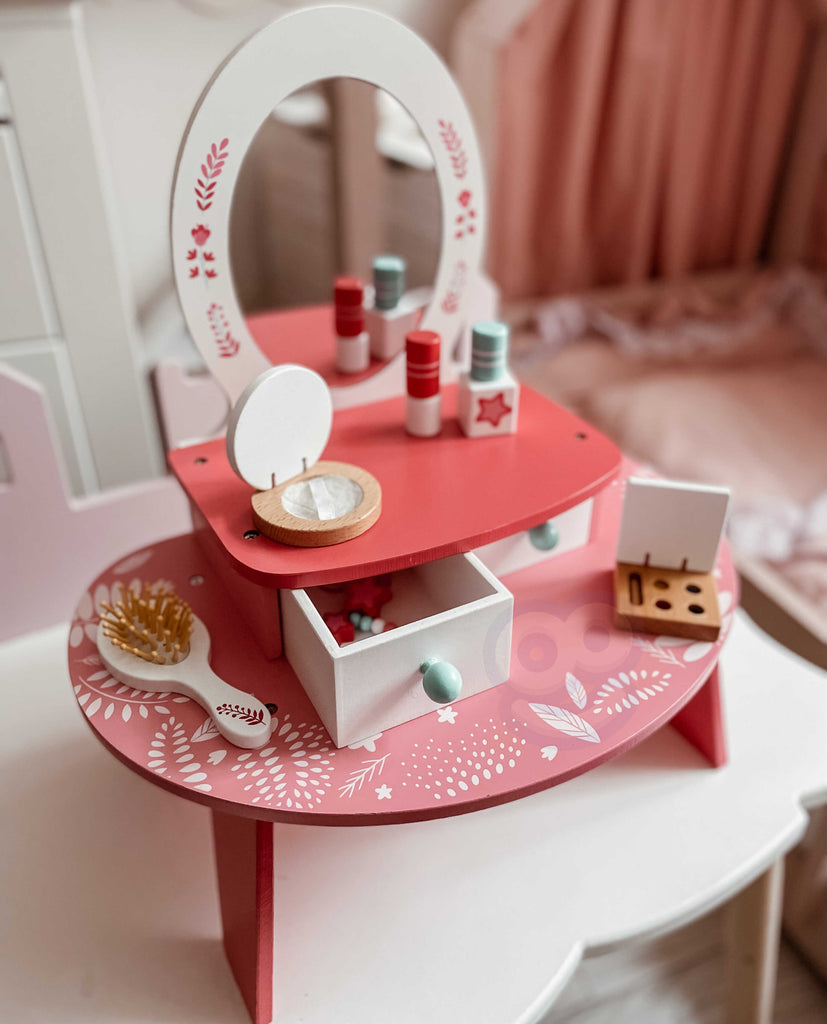 TOOKY TOY Różowa Toaletka Drewniana Do Makijażu z Lustrem - Fairy Kitten Mänguasjapood