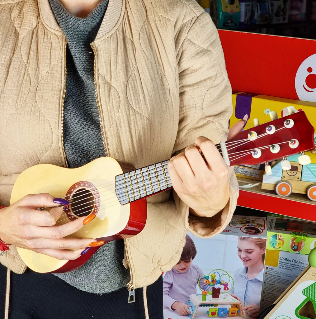 Viga Drewniana gitara dla dzieci Naturalna 21 cali 6 strun - Fairy Kitten Mänguasjapood